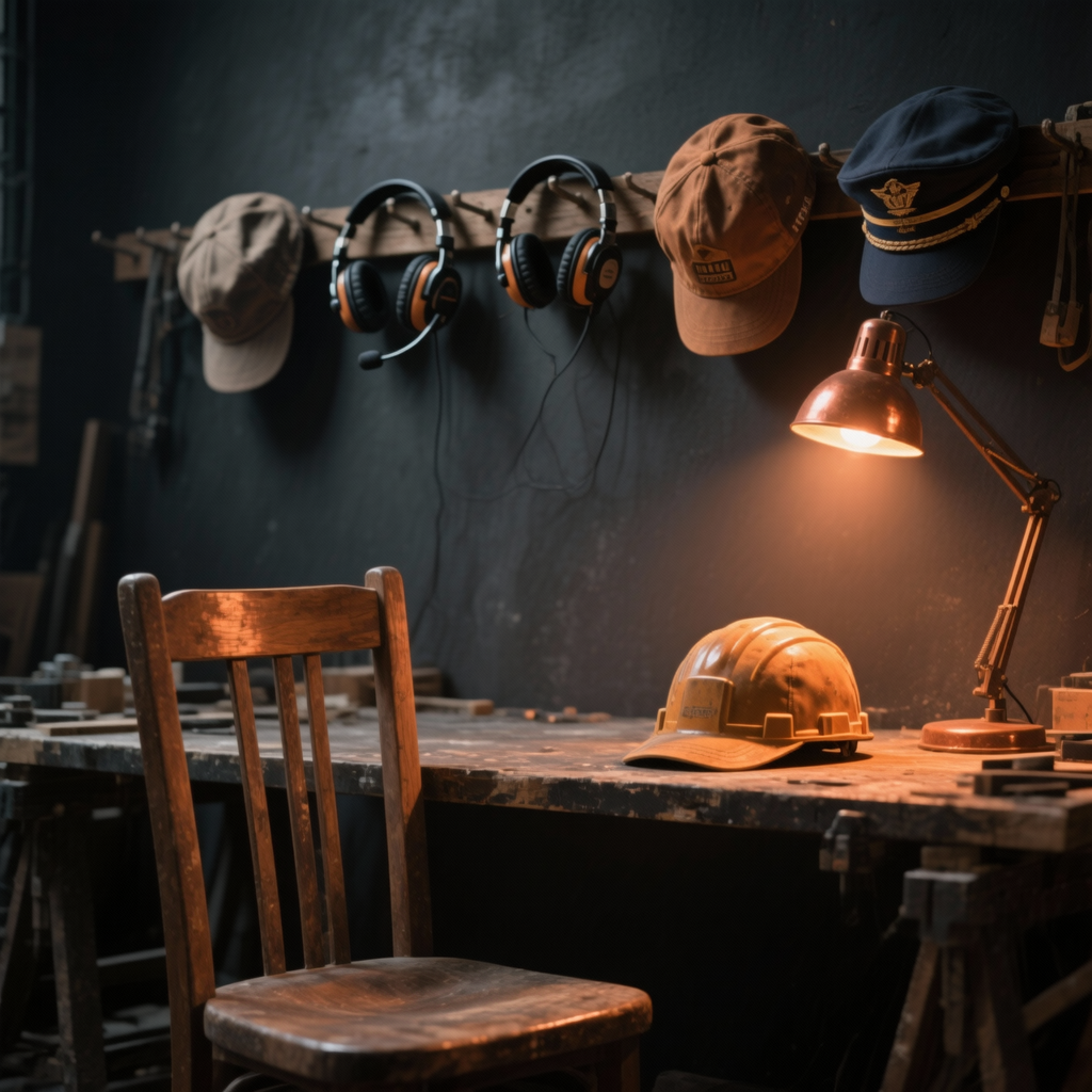 One desk, many hats — a solo builder cutting away the roles that don't matter